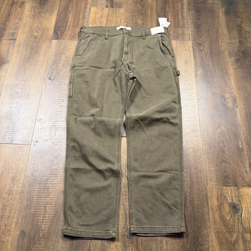 Hollister Loose Y2K Carpenter Baggy Pants Olive Green W36 L32 (Fits 36x30) NWT
